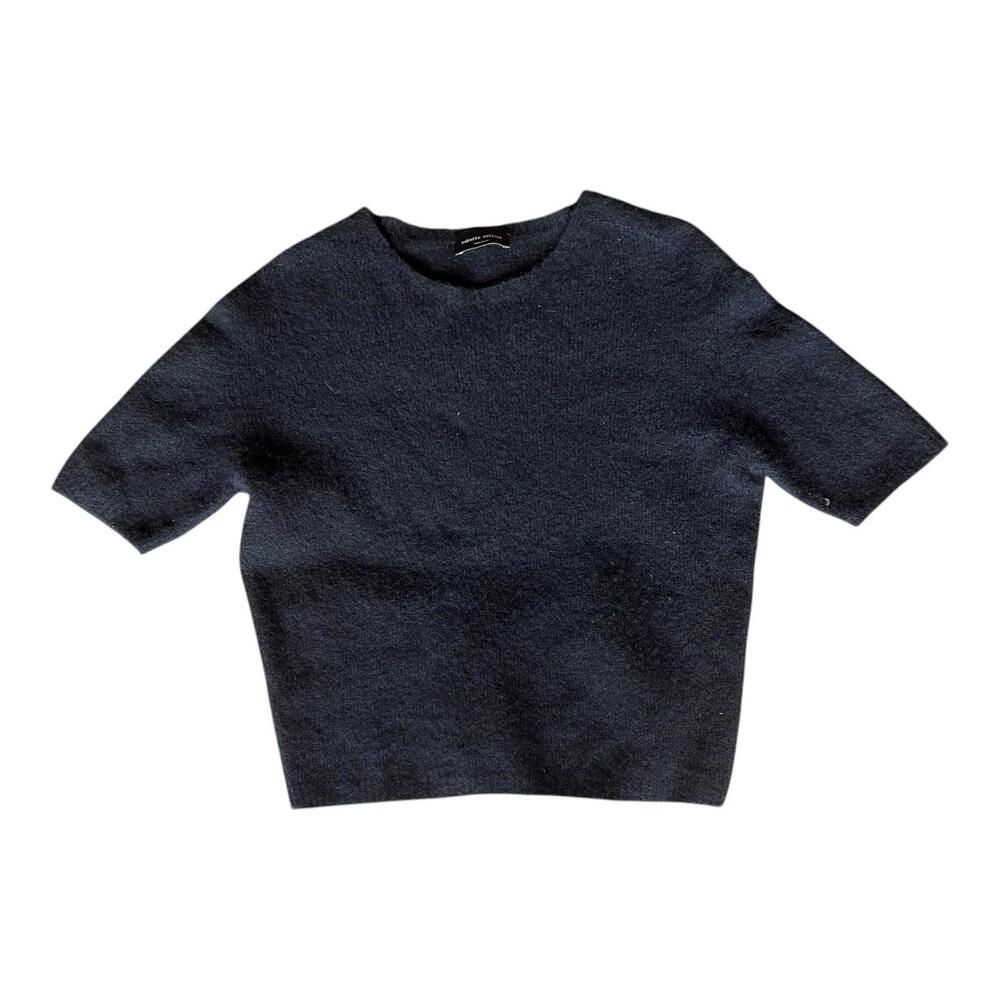 Roberto Collina Cashmere Blend Black Oversized Cropped Shirt Ash Gray Size M